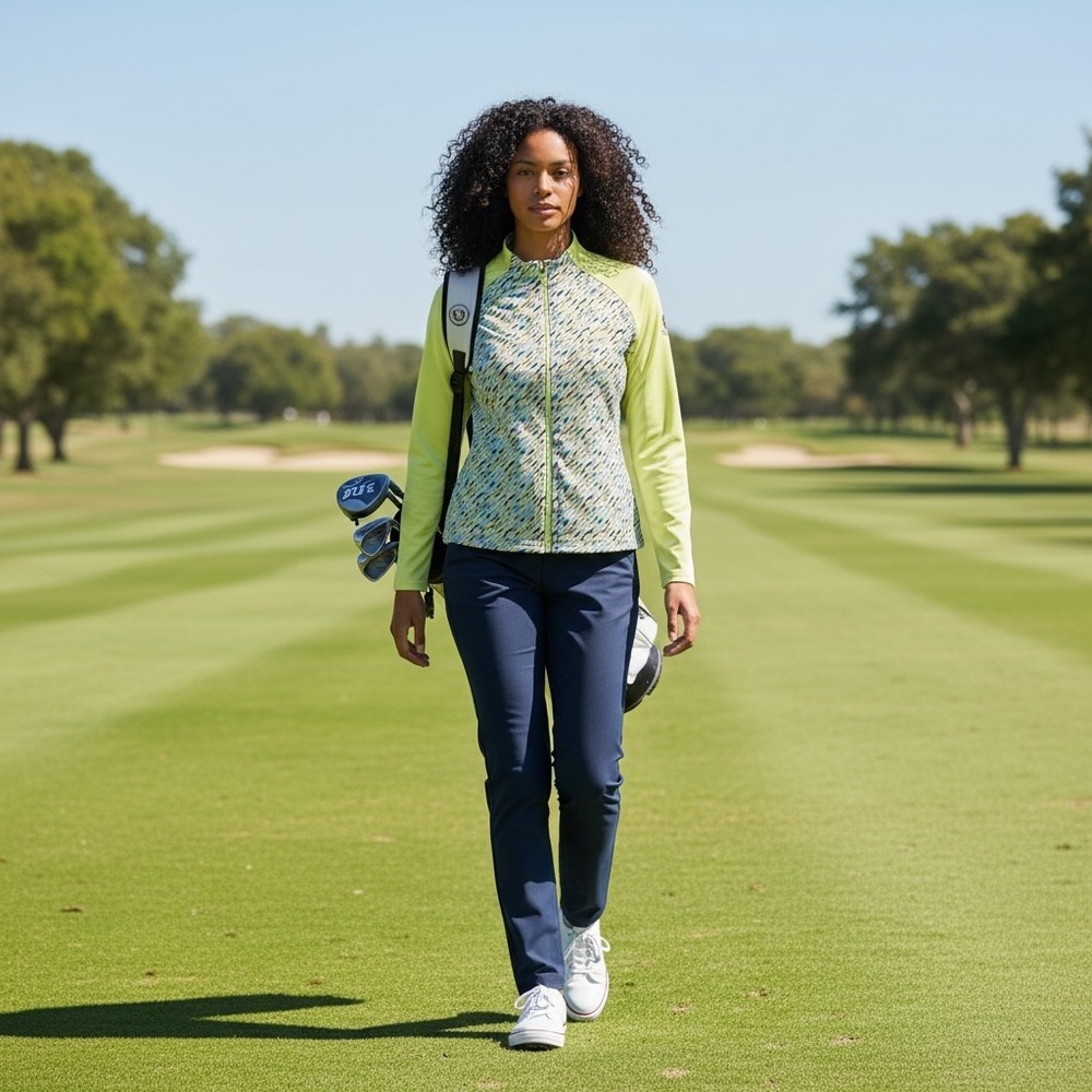 FootJoy Womens XL Golf Jacket Fullโ Zip Lime Green Abstract Print SKU 29783 2340